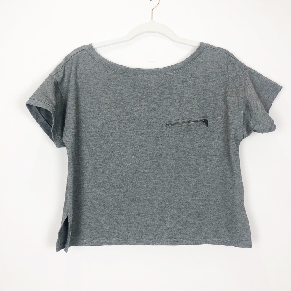 BANANA REPUBLIC: Grey Zipper Thick Crop T Sz S